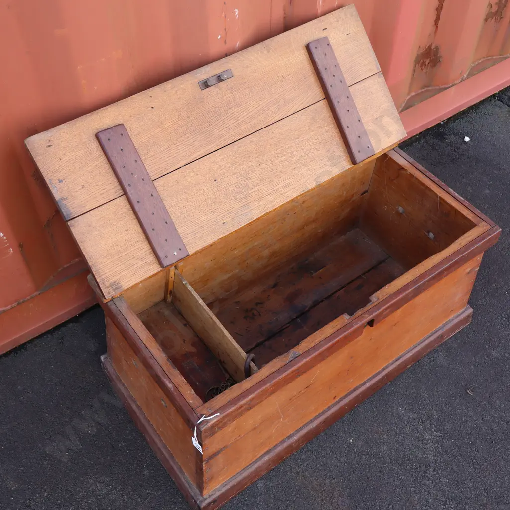 Large Antique Wooden Carpenters Chest  Image 1++