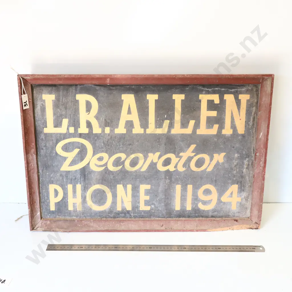 L.R. Allen Decorator Antique Advertising Sign Phone 194 Image 1++