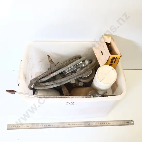 Assorted Automotive / Workshop Parts in Plastic Bin