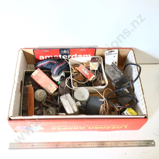 Box of Vintage Tools, Parts & Accessories