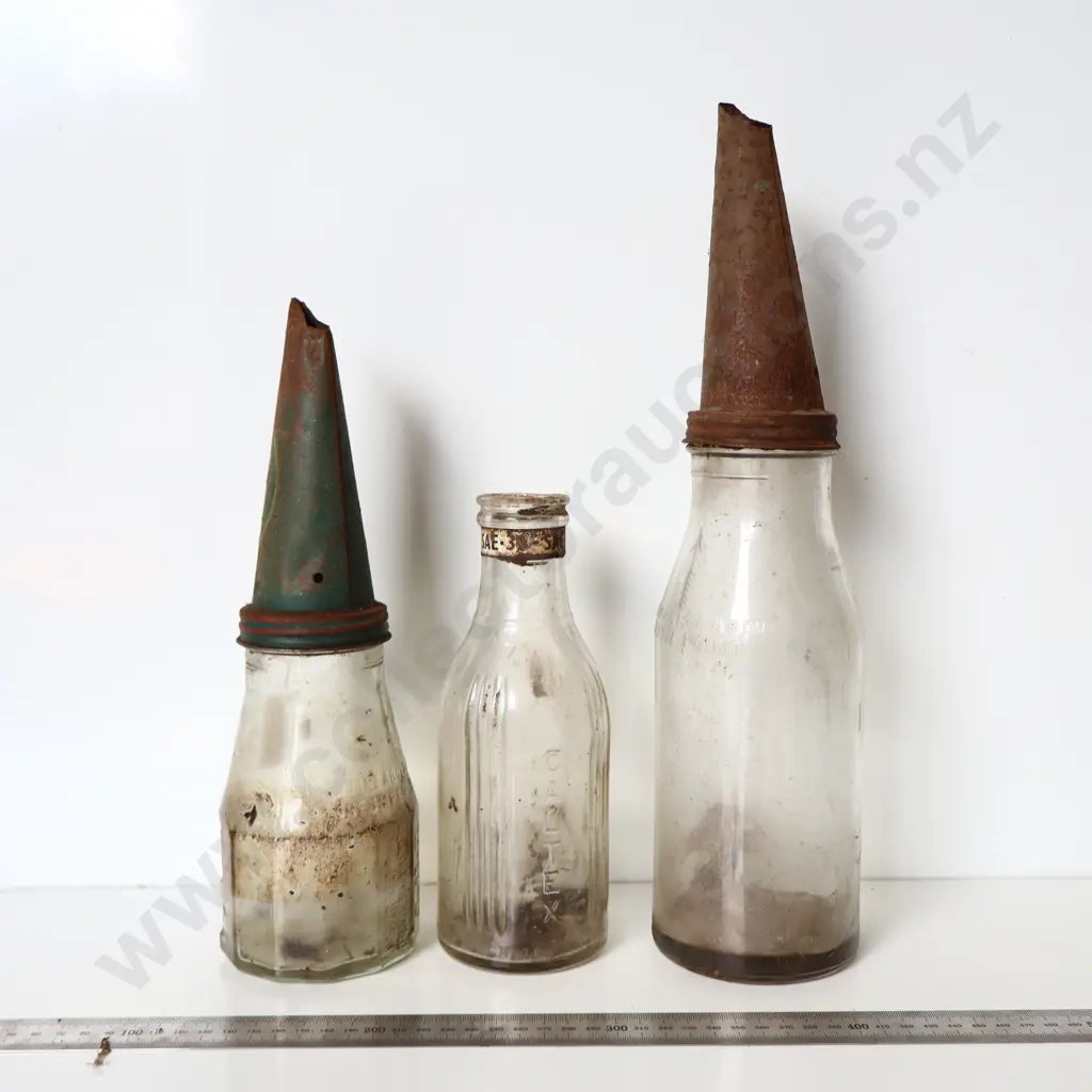 Assorted Vintage Oil Bottles and Pourers Image 1++