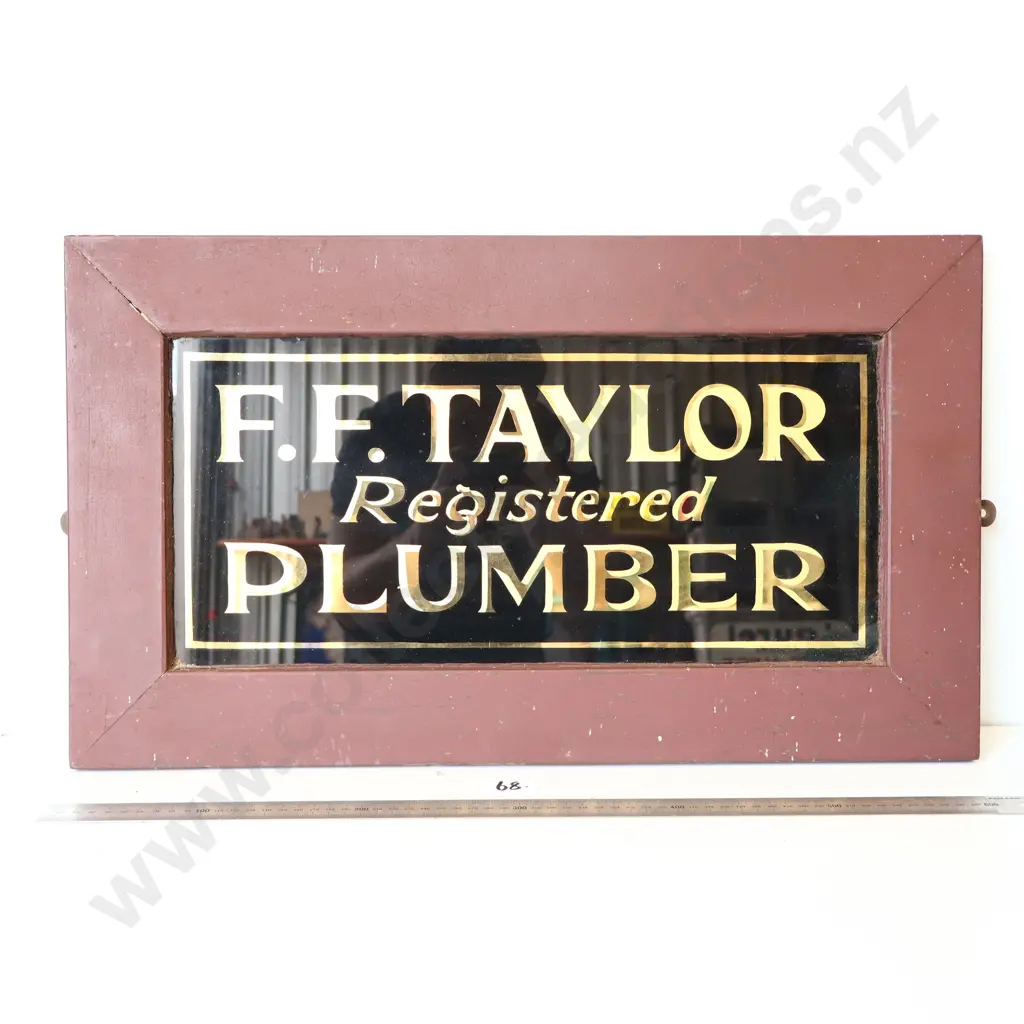 FF Taylor Registered Plumber Glass Goldleaf Sign Image 1++