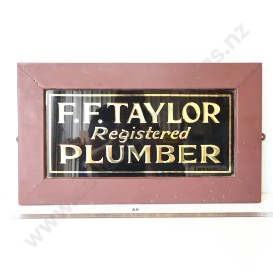 FF Taylor Registered Plumber Glass Goldleaf Sign