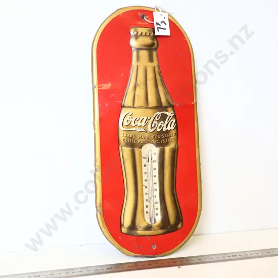 Coca-Cola Bottle Tin Thermometer Sign