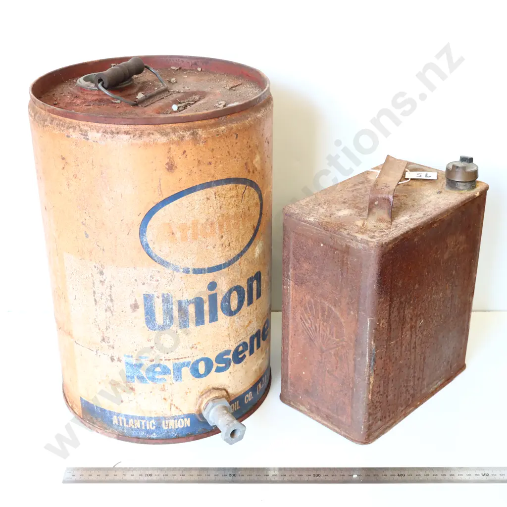 Atlantic Union Kerosene Drum & Vintage Fuel Tin (Pair) Image 1++