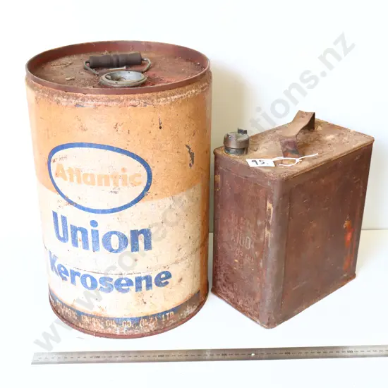 Atlantic Union Kerosene Drum & Vintage Fuel Tin (Pair)