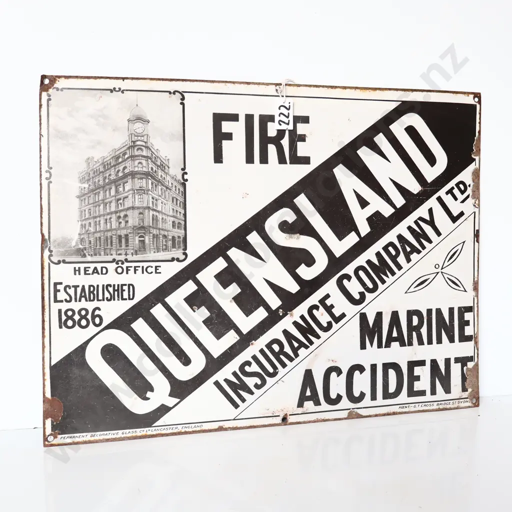 Queensland Insurance Company Enamel Sign Image 1++