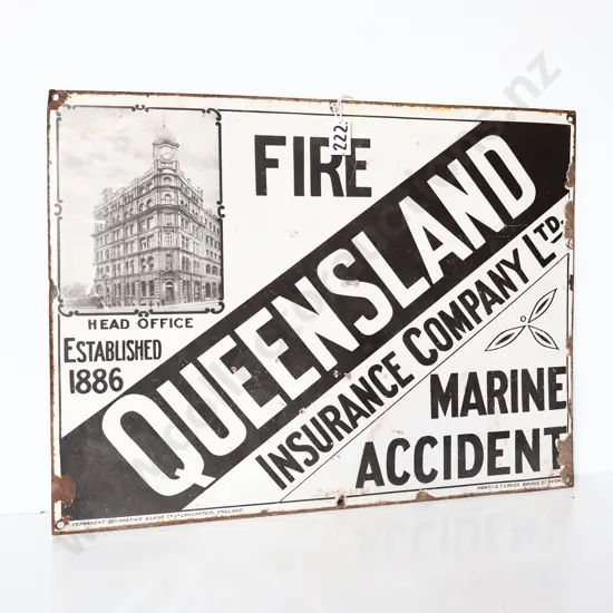 Queensland Insurance Company Enamel Sign