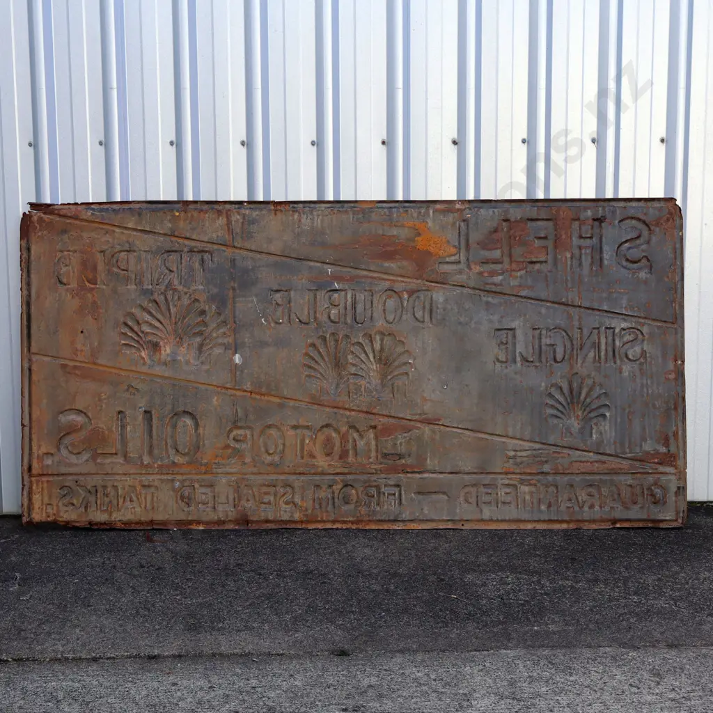Shell “Single Double Triple” Motor Oil Enamel Sign Image 1++