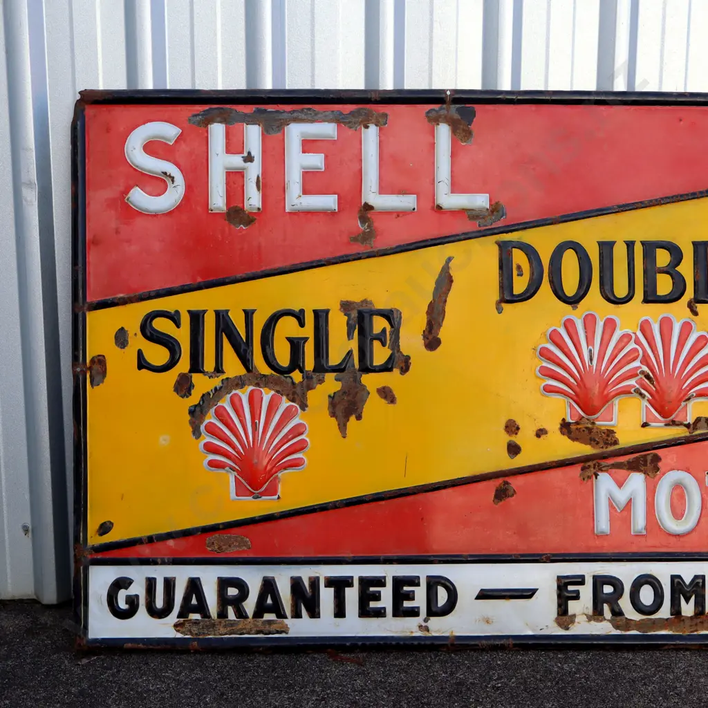 Shell “Single Double Triple” Motor Oil Enamel Sign Image 1++