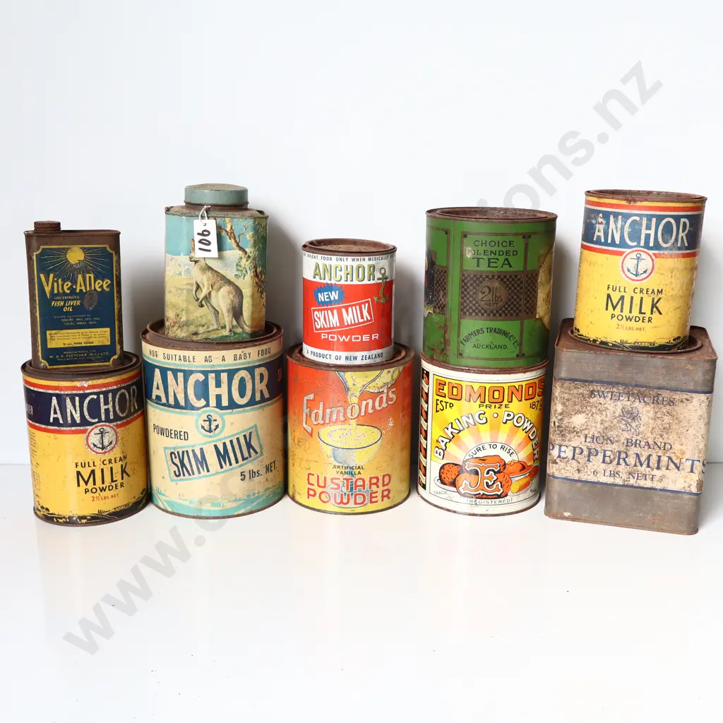 Assorted Vintage Dairy & Grocery Tins Image 1++