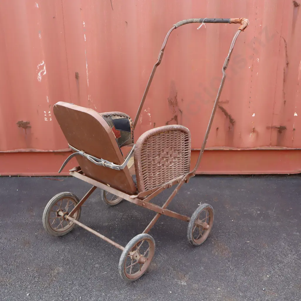 Vintage Pram / Stroller with Wicker Seat Image 1++