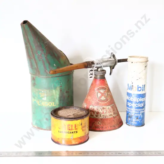 Vintage Lubrication Tools & Grease Tins (Shell, BP, Redex, Mobil)