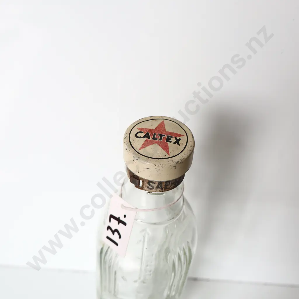 Caltex Embossed Glass Oil Bottle Image 1++