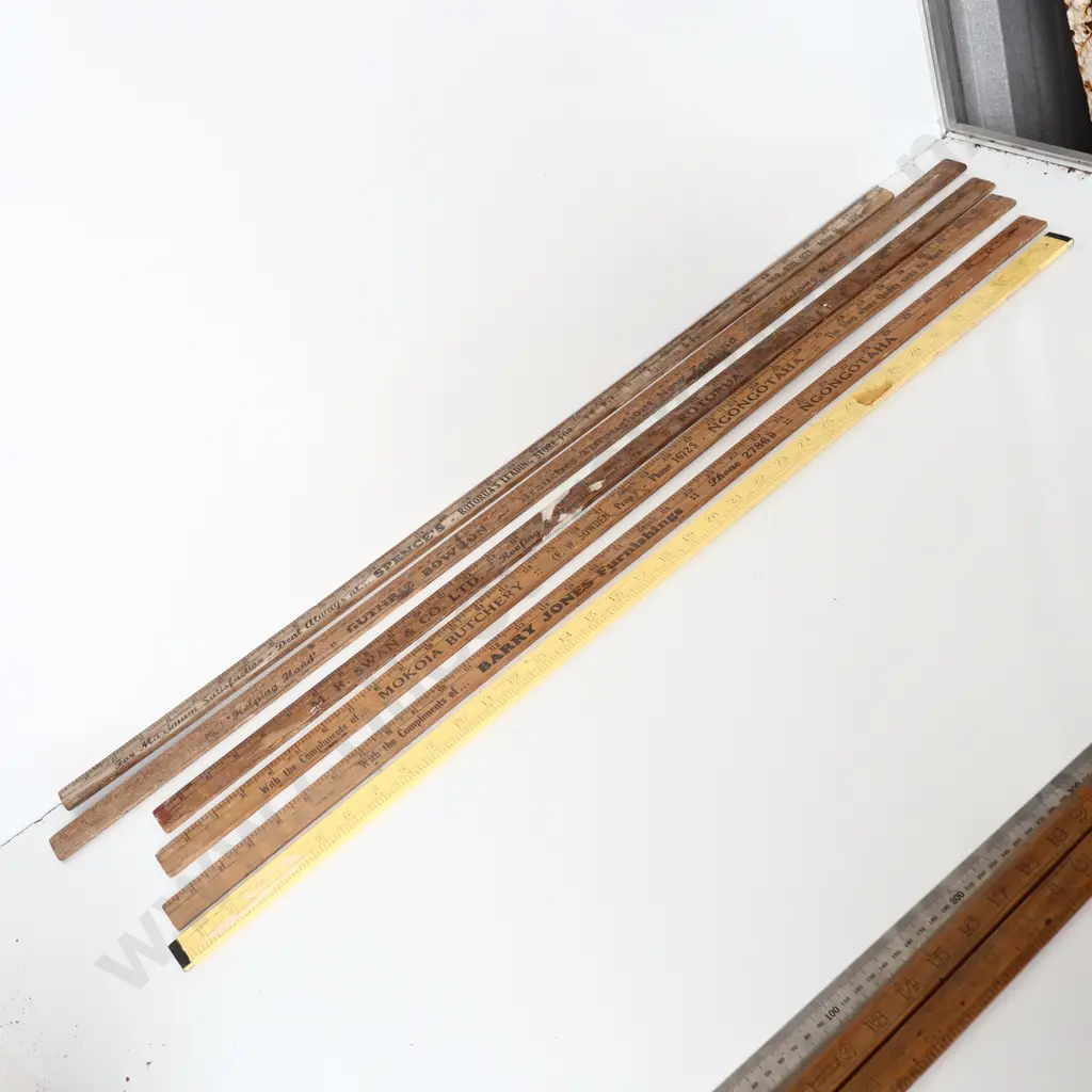 Collection of Vintage Advertising Wooden Rulers, New Zealand Interest Image 1++