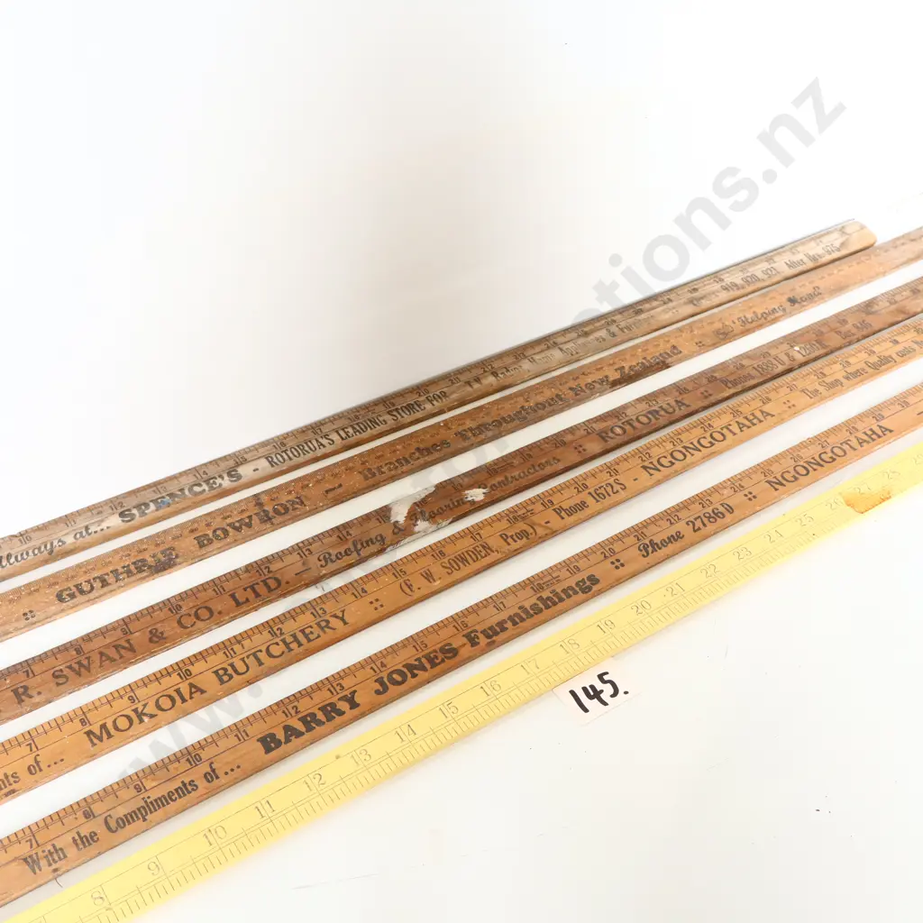 Collection of Vintage Advertising Wooden Rulers, New Zealand Interest Image 1++