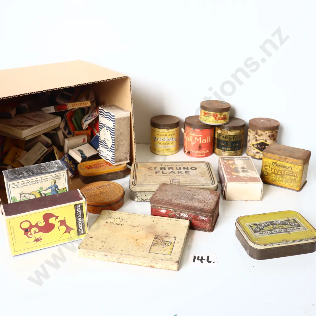 Large Mixed Lot Vintage Tobacco Tins, Matchboxes & Packaging Image 1++