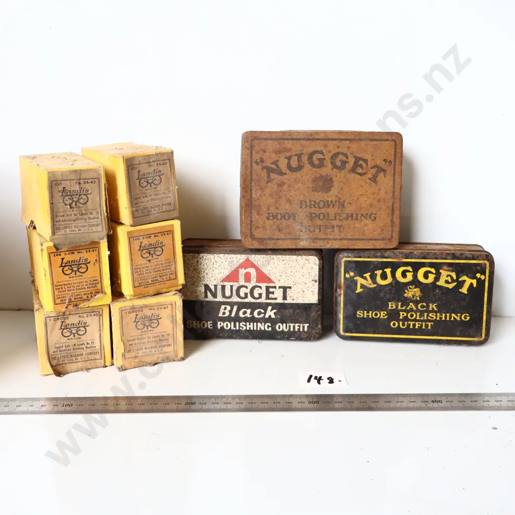 Vintage Nugget Boot Polish Tins & Landis Sewing Machine Supplies Image 1++