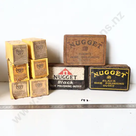 Vintage Nugget Boot Polish Tins & Landis Sewing Machine Supplies