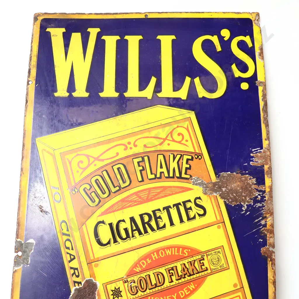 Wills Gold Flake Cigarettes Enamel Advertising Sign Image 1++