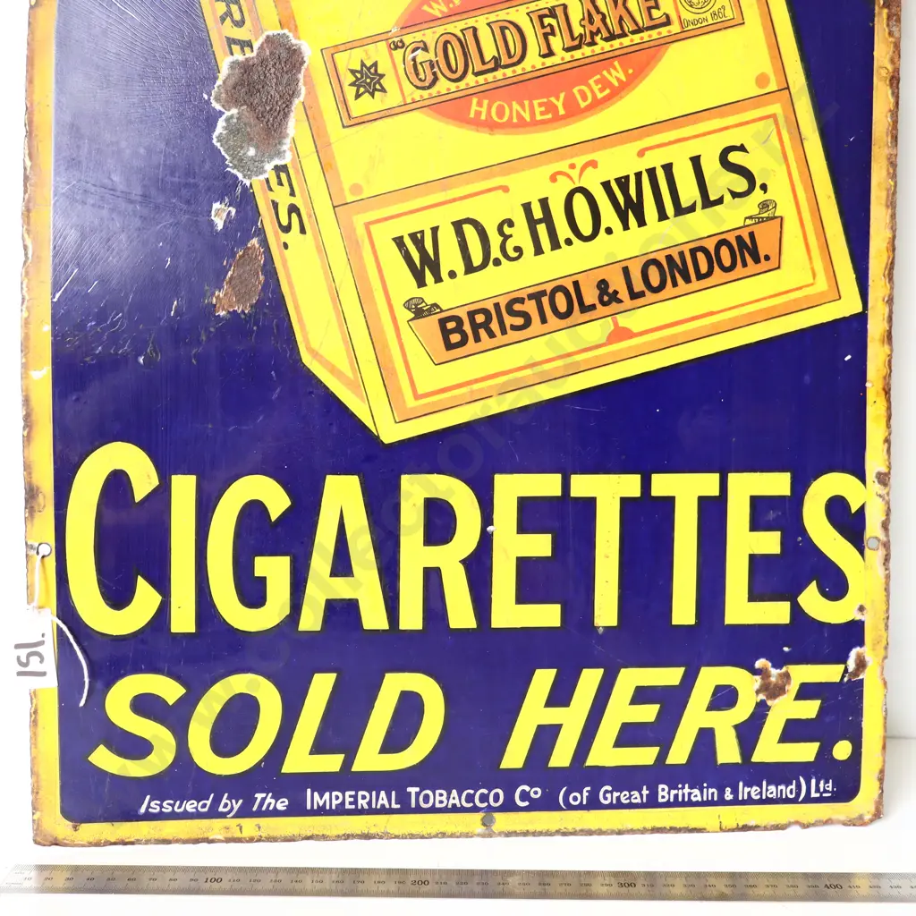 Wills Gold Flake Cigarettes Enamel Advertising Sign Image 1++