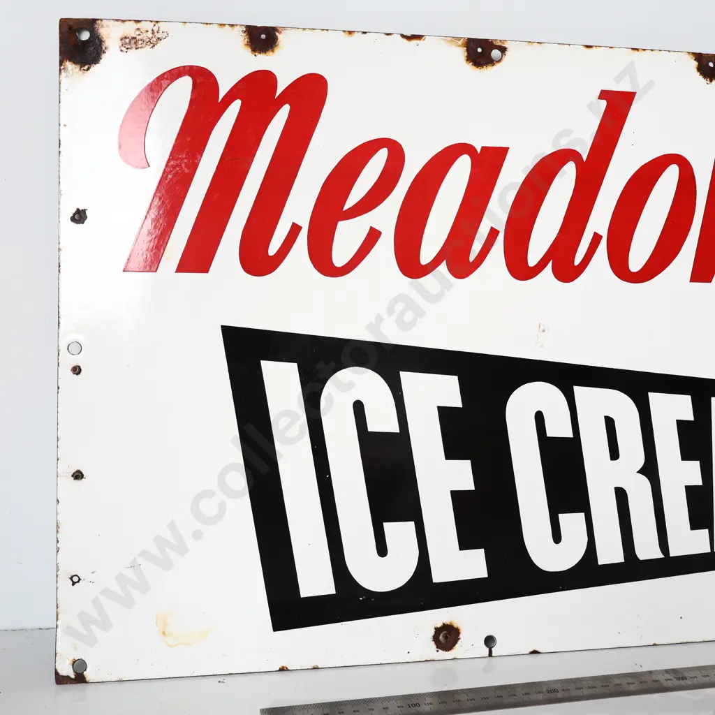 Meadow Gold Ice Cream Enamel Advertising Sign Image 1++
