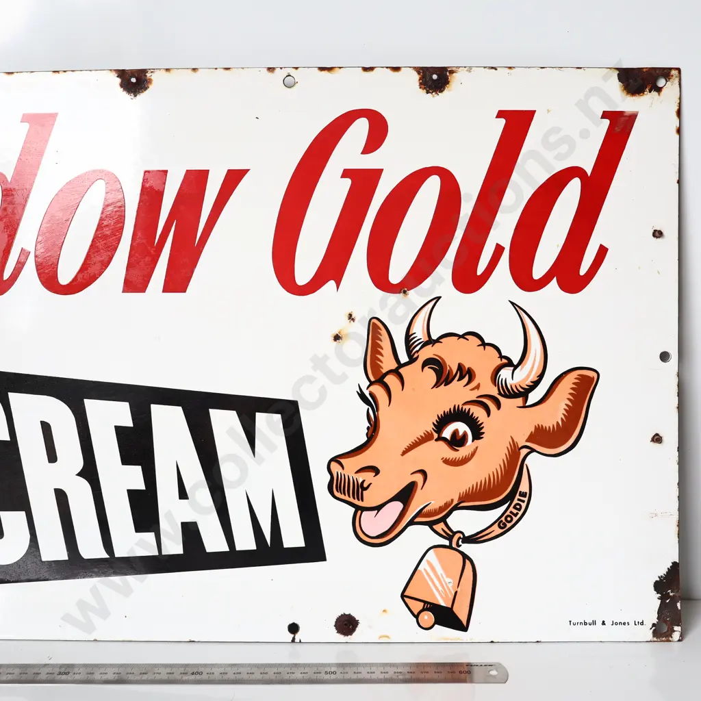 Meadow Gold Ice Cream Enamel Advertising Sign Image 1++