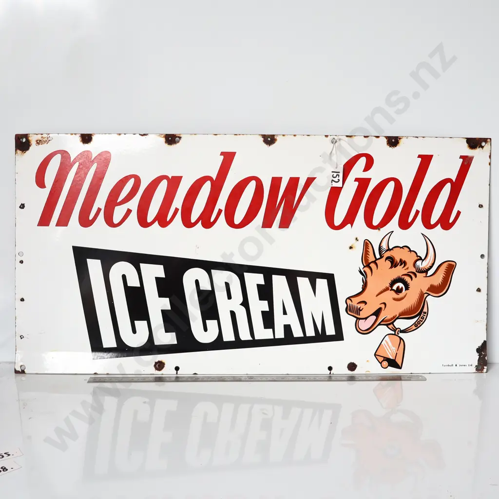 Meadow Gold Ice Cream Enamel Advertising Sign Image 1++