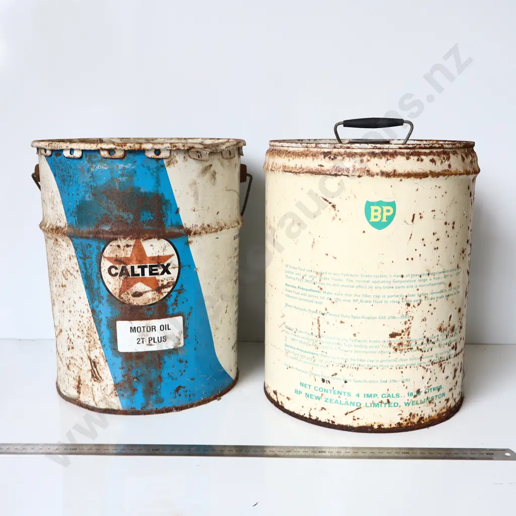 Caltex & BP Oil Drum Pair Image 1++