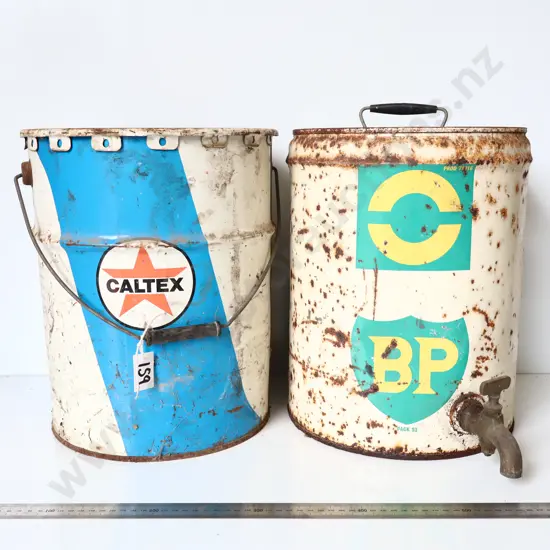 Caltex & BP Oil Drum Pair