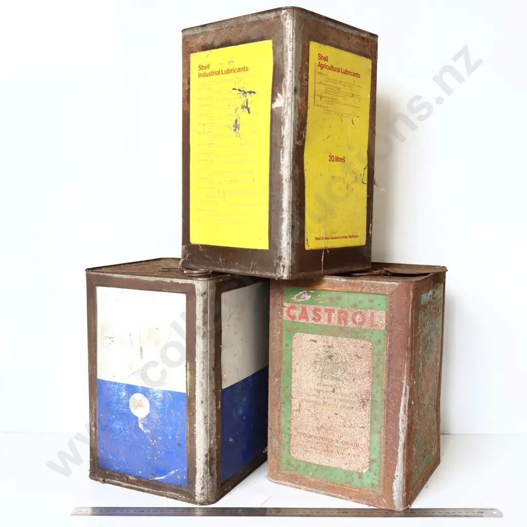 Vintage Oil Tins Collection (Shell, Mobil, Castrol) Image 1++