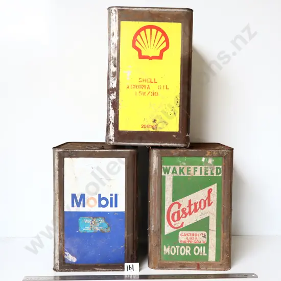 Vintage Oil Tins Collection (Shell, Mobil, Castrol)