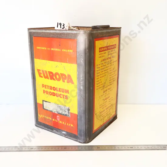 Europa Petroleum Products 4 Gallon Oil Tin