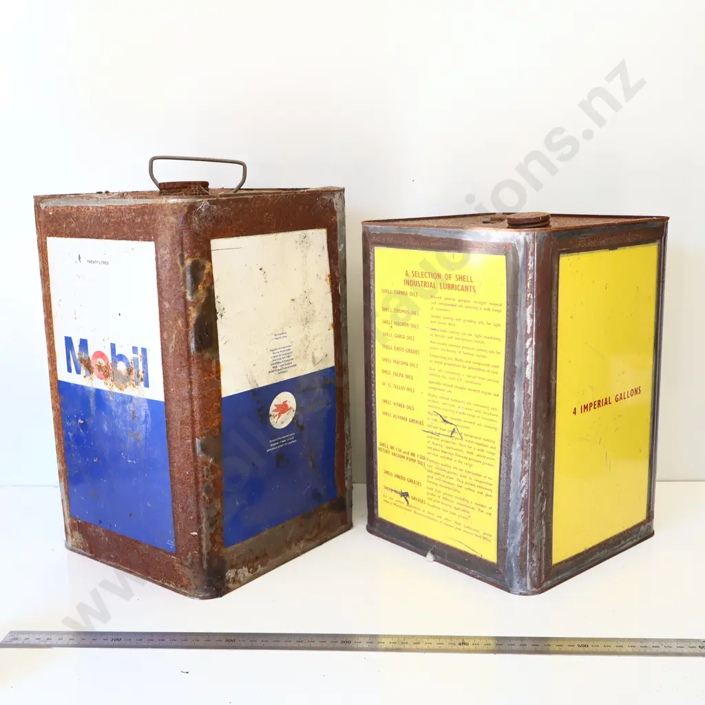 Mobil & Shell Oil Tins (Pair) Image 1++
