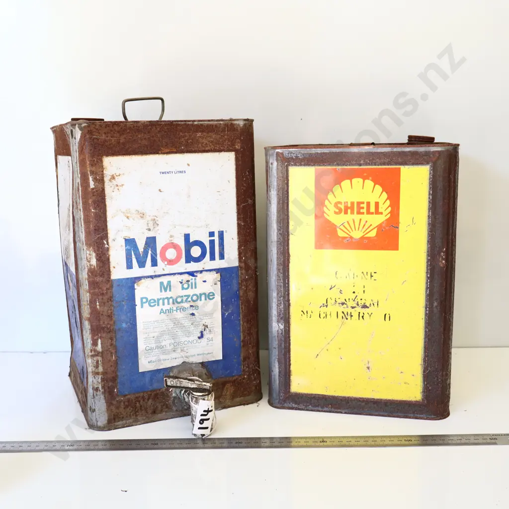 Mobil & Shell Oil Tins (Pair) Image 1++