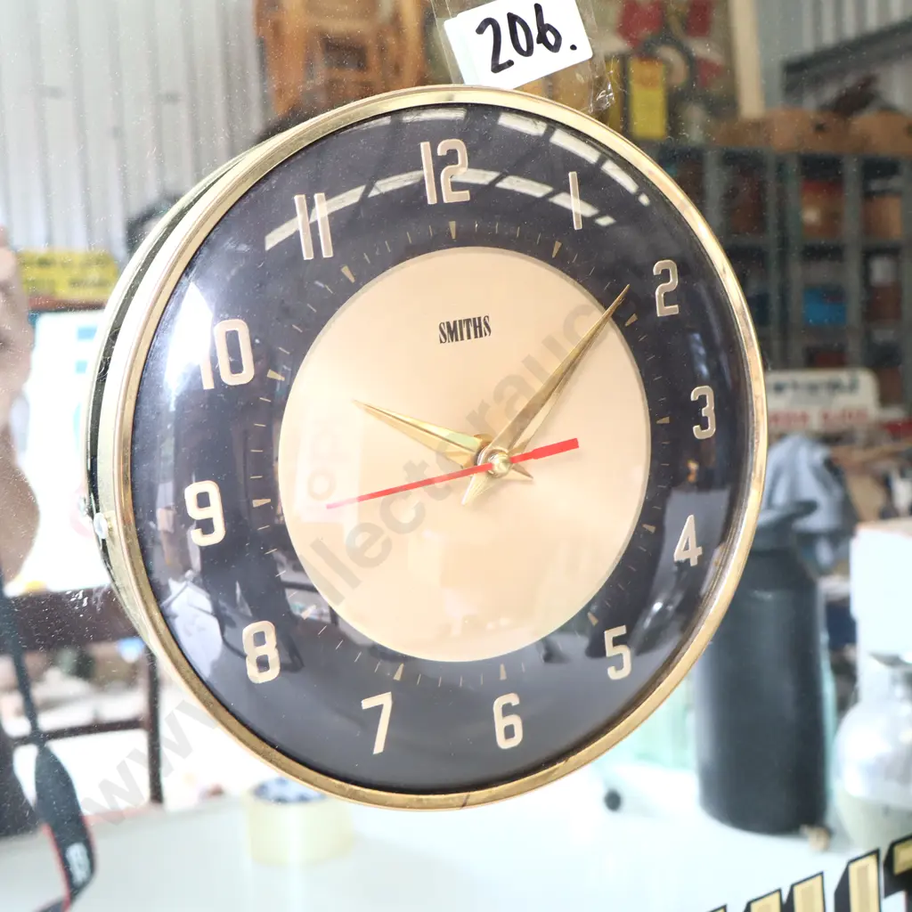 Black & White Whisky Advertising Mirror with Smiths Clock Image 1++