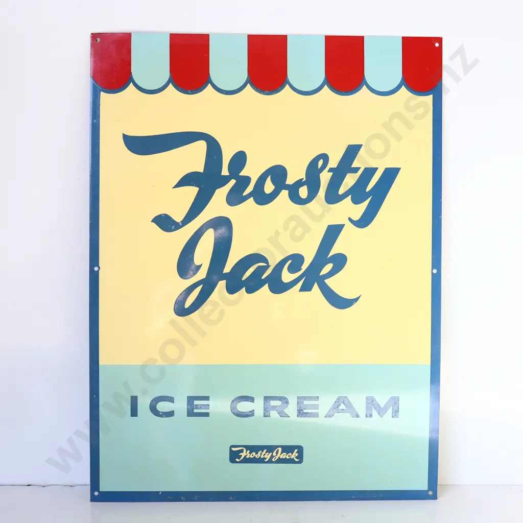 New Old Stock Frosty Jack Screen Printed Tin Sign Image 1++
