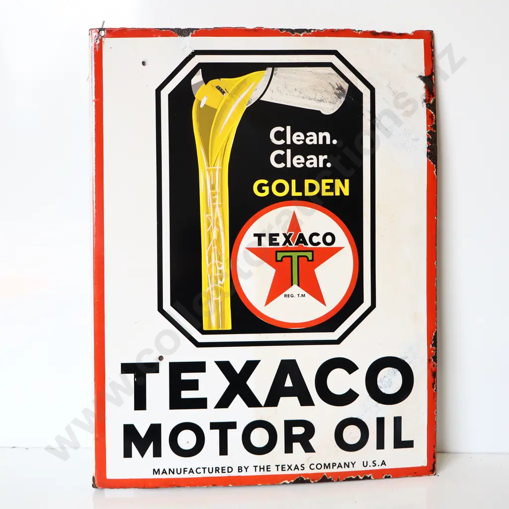 Texaco Motor Oil Double Sided Enamel Sign Image 1++