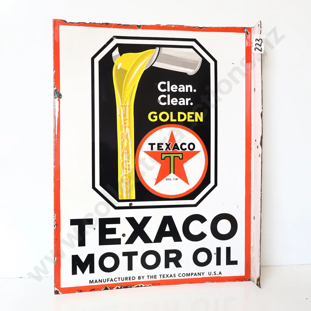 Texaco Motor Oil Double Sided Enamel Sign Image 1++