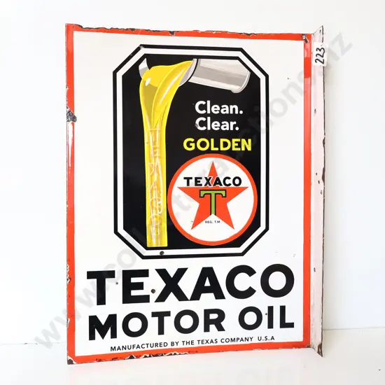 Texaco Motor Oil Double Sided Enamel Sign