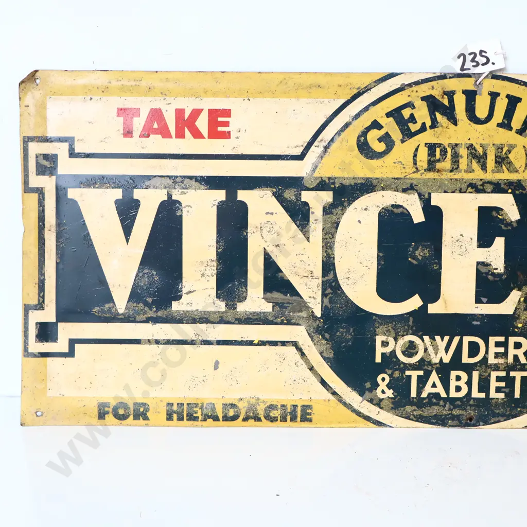 Vincent’s Powders Tin Screen Printed Sign Image 1++