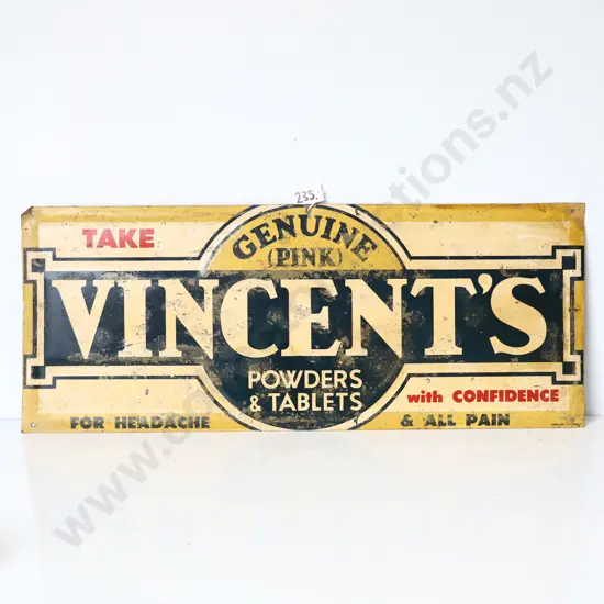 Vincent’s Powders Tin Screen Printed Sign