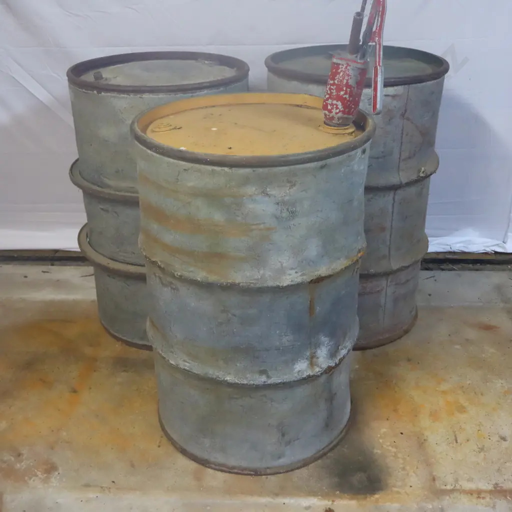 Group of Vintage Metal Drums, US Air Force, Shell Oil And Atlantic Union Oil Co. Image 1++