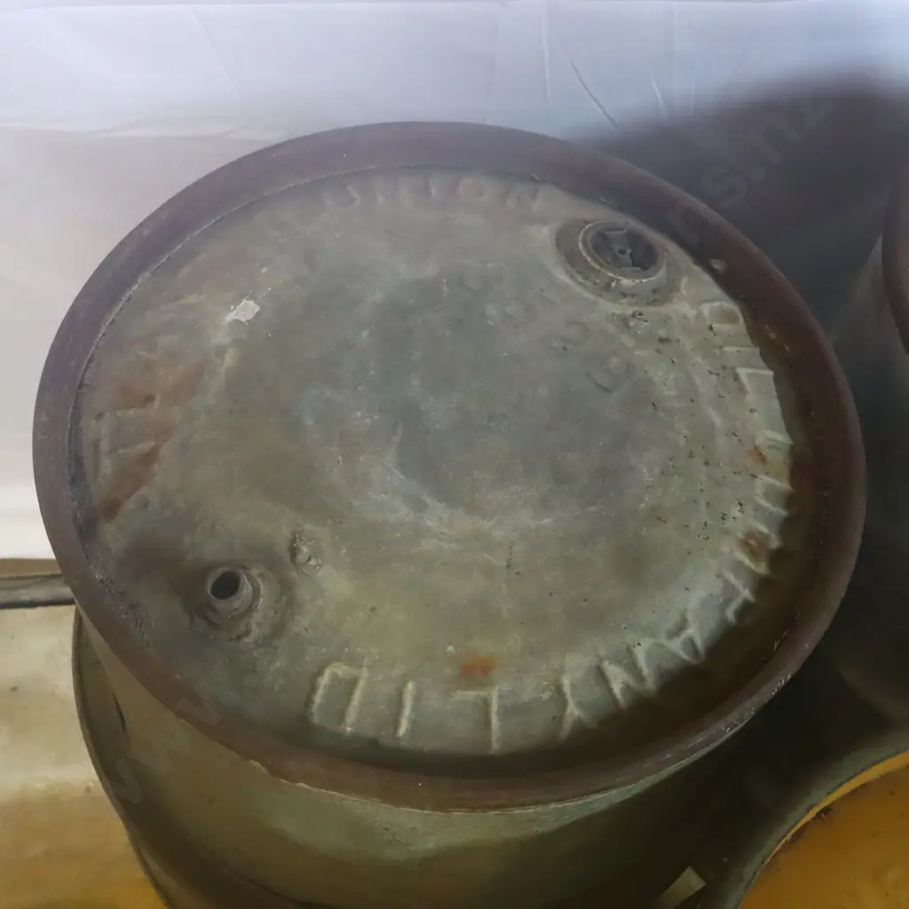 Group of Vintage Metal Drums, US Air Force, Shell Oil And Atlantic Union Oil Co. Image 1++