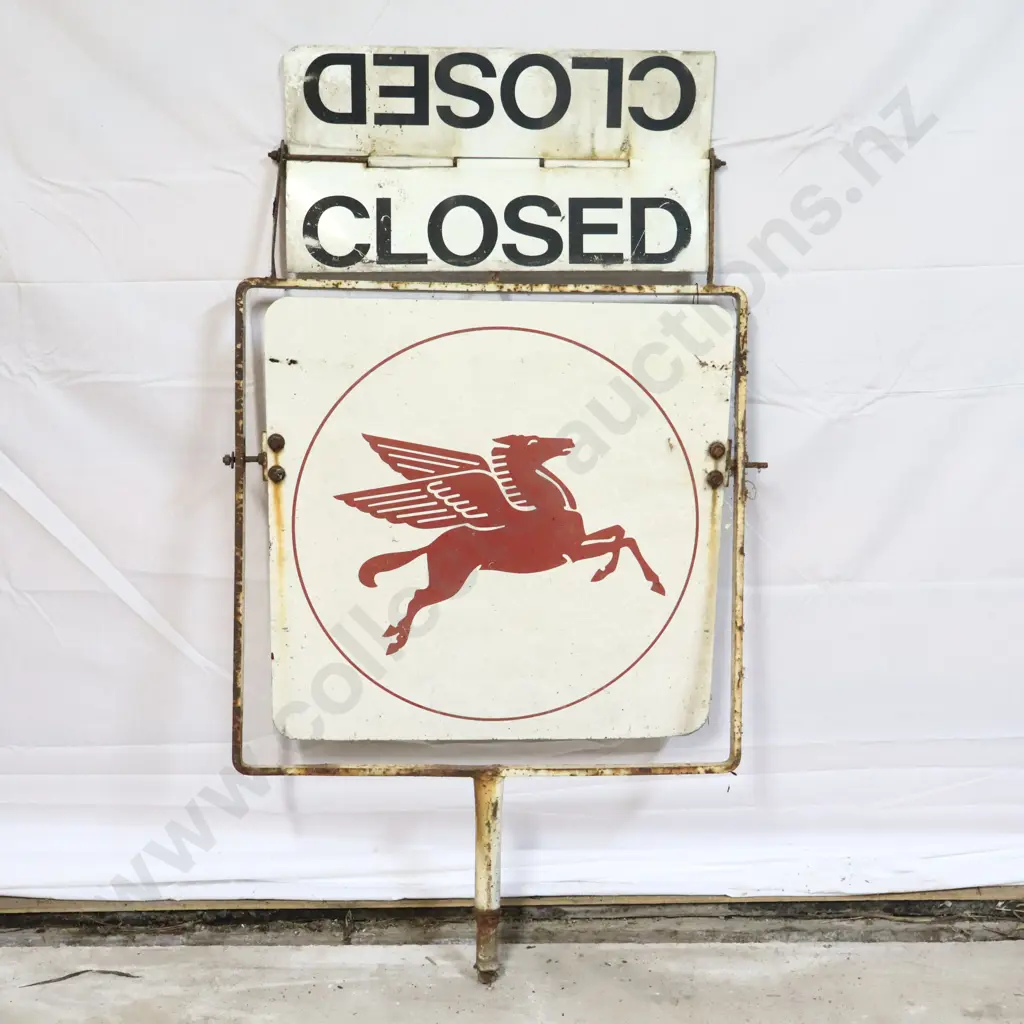 Mobil Oil Double Sided Open Closed Sign Image 1++