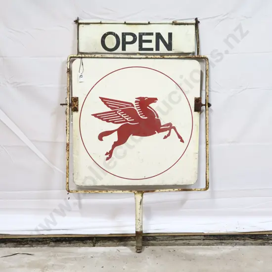 Mobil Oil Double Sided Open Closed Sign