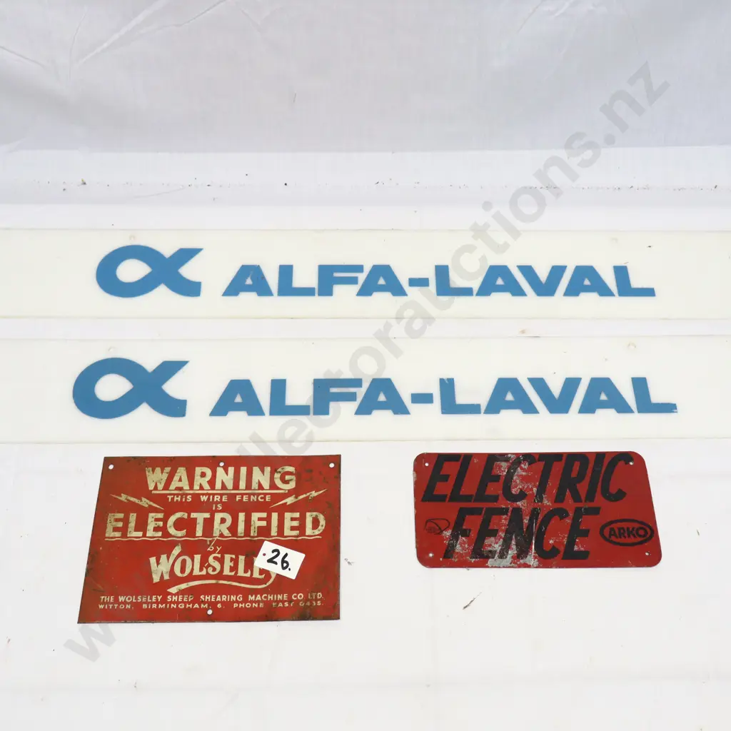 Collection of Alfa-Laval and Electric Fence Signs Image 1++