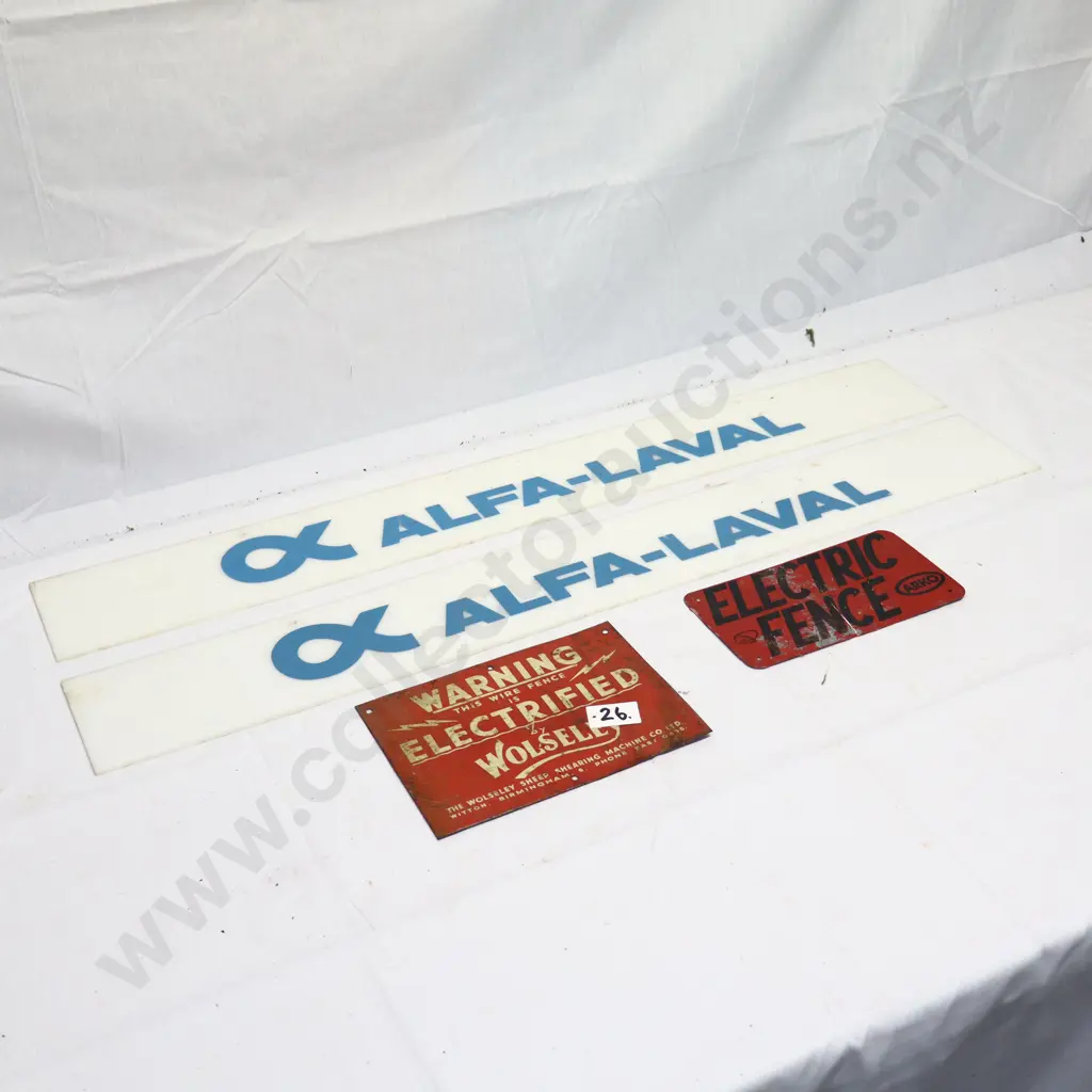 Collection of Alfa-Laval and Electric Fence Signs Image 1++