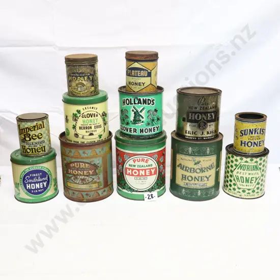 Collection of Vintage Honey Tins