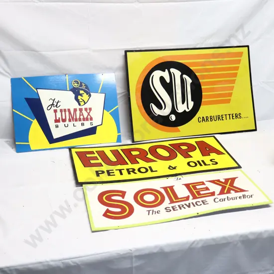 4 x Handpainted Signs by Ray Bovey, Lumex, SU, Europa And Solex